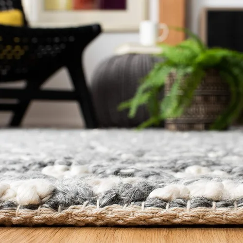Vista 6 de SAFAVIEH Natura Collection - Alfombra de pasillo, 2 pies 3 pulgadas x 8 pies, gris y beige, viscosa y lana hecha a mano, ideal para zonas de alto