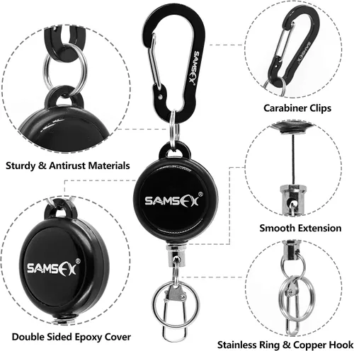 Vista 5 de SAMSFX Pesca con mosca Tippet Line Cutter Pinzas de pesca Mulit-Tool con Retractores Zinger