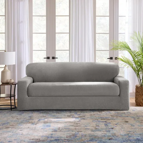 Vista 14 de SureFit Fundas seccionales de textura elástica de cedro, fundas de cojín extralargas para sofá seccional con un ajuste cómodo, lavables a máquina