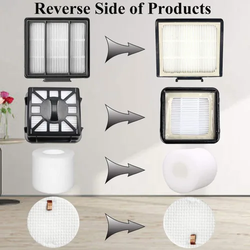 Vista 5 de Juego de accesorios de repuesto para Shark IQ R101AE (RV1001AE), IQ R101 (RV1001) Robot Aspirador, paquete de 4 filtros, 6 cepillos laterales, 2