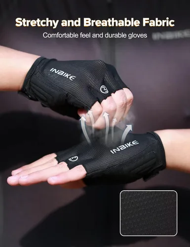 Vista 3 de INBIKE Guantes de ciclismo Guantes de ciclismo que absorben los golpes, transpirables, antideslizantes, sin dedos, para hombres y mujeres
