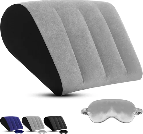Vista 10 de TheClover Almohada inflable de cuña para dormir - Almohada de elevación de piernas con máscara para dormir, almohada de cuña de cama para acampar