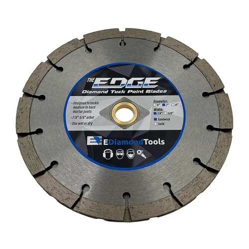 Vista 9 de Hoja de punto de inserción estilo sándwich de diamante de 4 pulgadas para extracción de juntas de mortero, ancho de segmento de doble capa de 1/4