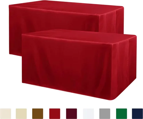 Vista 10 de Obstal Paquete de 2 manteles negros ajustables para mesas rectangulares de 4 pies, resistente al agua, lavable, tela de poliéster