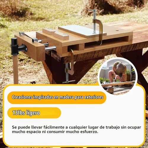 Vista 6 de Tornillo de banco de carpintería, tornillo de banco de madera dura portátil para banco de trabajo