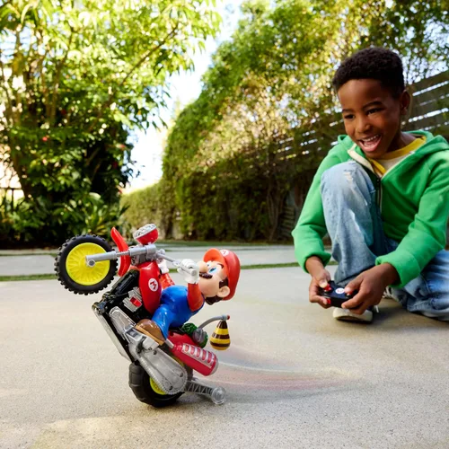 Vista 2 de Hot Wheels Mario Wheelie Motocross RC, vehículo a batería con control remoto