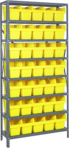 Vista 159 de Quantum QSBU-245BK Heavy Duty Shelving Unit with (7) Shelves and (24) QUS245 Black Bins for Garage Warehouse Storage Distribution 400 lb Load