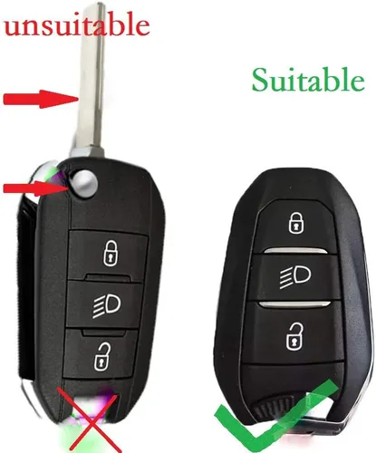 Vista 2 de WSWJDW Funda de silicona para llaves de coche, llavero y bolsa para llaves, compatible con Peugeot 208 5008 308 408 508 3008 4008 Ds5 Ds6 Ds3