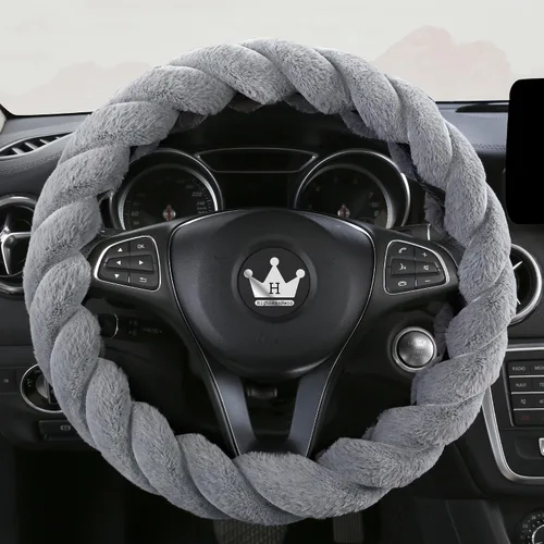 Vista 9 de HighnessHwoo Funda para volante de coche de felpa suave y lujosa de invierno para mujeres, accesorios automotrices cálidos y lindos para vehículos
