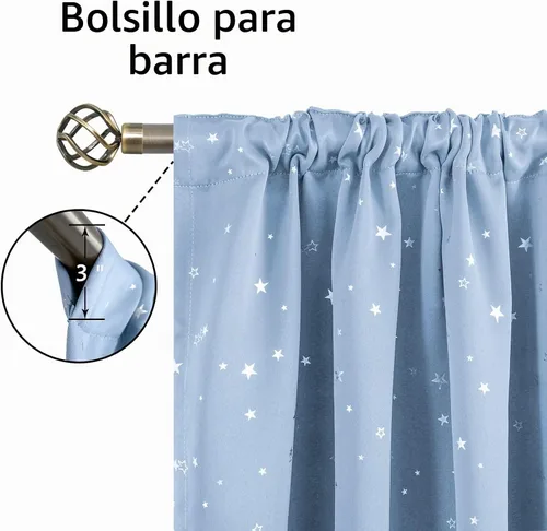Vista 3 de BGment - Cortinas opacas para niños de 84 pulgadas de largo para dormitorio, cortinas con bolsillo para barra para oscurecer la habitación, cortinas