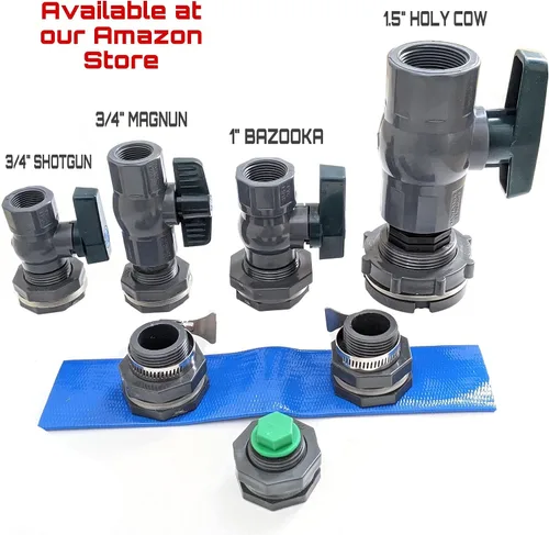 Vista 8 de Kit de espiga de válvula de bola de PVC de puerto completo de 1 pulgada con montaje de mamparo + adaptador de manguera..