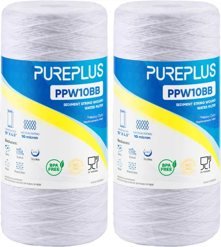 Vista 18 de PUREPLUS 1 Micron 10 x 4.5 Whole House String Wound Sediment Filter for Well Water, Replacement Cartridge for 84637, WPX5BB97P, PC10, CW5-BBS