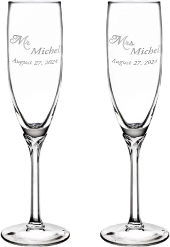 Vista 15 de Copas de champán personalizadas para boda, copas de brindis de aniversario, copas de boda, señor y señora, regalo de boda, copas de champán