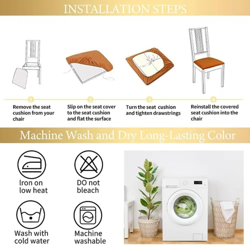 Vista 6 de Juego de 6 fundas de asiento de terciopelo para sillas de comedor, fundas de asiento elásticas para sillas de comedor, fundas de asiento lavables