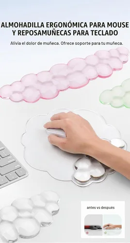 Vista 2 de Alfombrilla para mouse con reposamuñecas, juego de almohadillas de mouse de gel suave con soporte de muñeca de mano, bonitos accesorios
