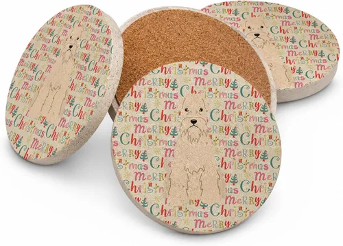 Vista 4 de Abyssinian Sand Terrier Merry Christmas - Posavasos grandes de piedra arenisca (4 unidades)