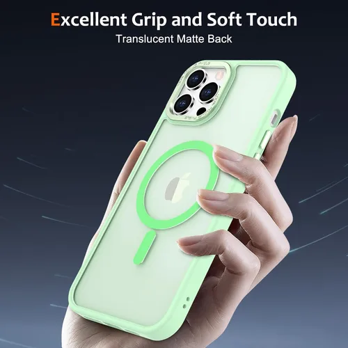 Vista 992 de Anuck - Funda magnética para iPhone 11 compatible con MagSafe, carcasa trasera mate translúcida dura, borde de TPU, delgada, resistente a impactos