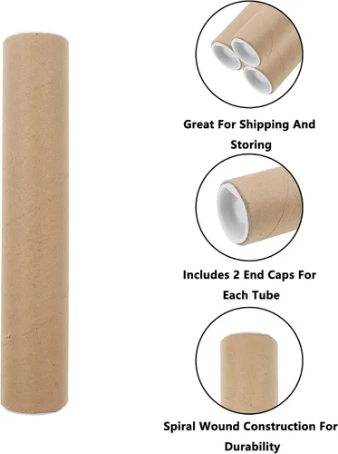 Vista 7 de Tubo de correo con tapa, tubo de póster de papel kraft resistente, tubo de cartón redondo, tubo de póster de envío duro, tubo de póster de cartón