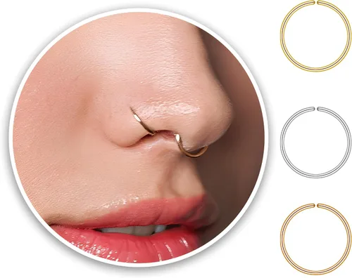 Vista 89 de LUCKYJEWUS Small Thin Gold or Sterling Silver Nose Ring Hoop for Women, Tiny Nose Piercing jewelry