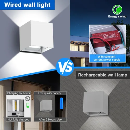 Vista 4 de ledmo Lámparas de pared LED para exterior con luz hacia arriba y hacia abajo Ajustable Aluminio IP65 20W Alta potencia 6000K 1800LM Moderna lámpara
