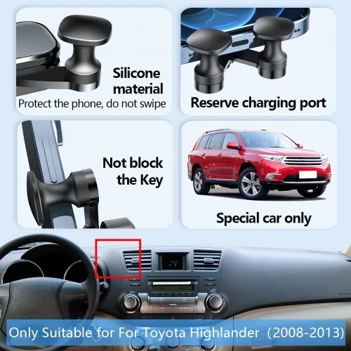 Vista 5 de Soporte para teléfono de coche para Toyota Highlander 2008 2009 2010 2011 2012 2013 Base Plus SE Sport Limited Auto Accesorios Decoración