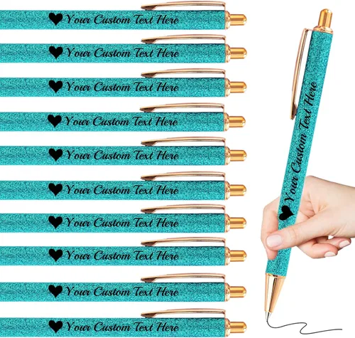 Vista 32 de Bolígrafos personalizados con purpurina con nombre a granel, 10 unidades, bolígrafos personalizados con punta de lápiz digital para mujeres y niñas