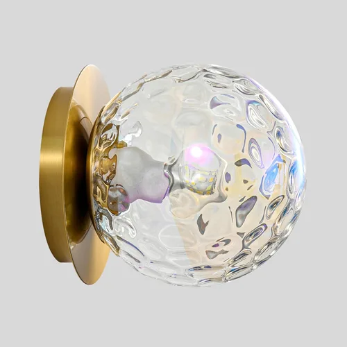 Vista 21 de Aplique de pared moderno de globo de vidrio: Luz de apliques esféricos dorados - Accesorio de luces de bola individual de latón pequeño para tocador