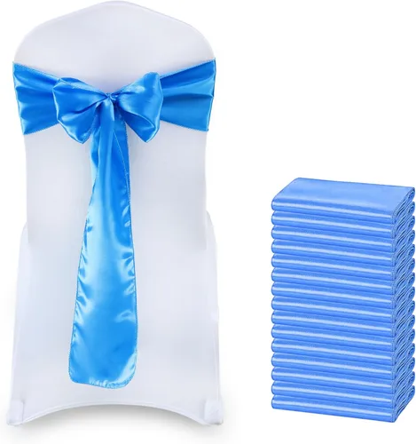 Vista 25 de Juego de 50 listones para sillas, de la marca MDS, Satin, Azul marino, 50
