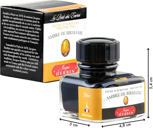 Vista 4 de Tinta para pluma estilográfica Herbin - Botella embotellada de 30 ml - Ambre de Birmanie