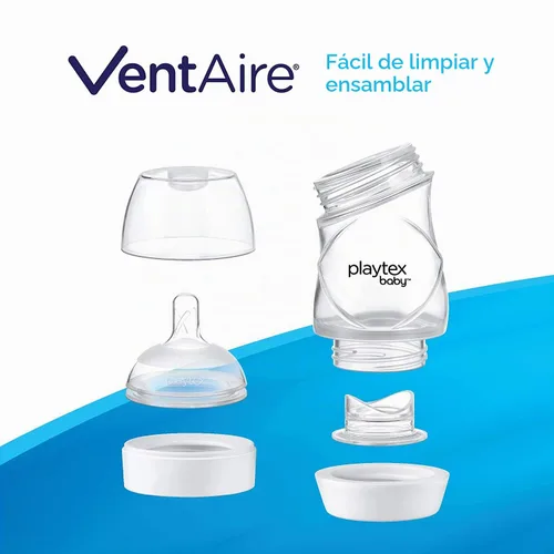 Vista 5 de Playtex Baby VentAire biberón completo para el confort del estómago, 9 oz (3 unidades), biberones anticólicos y antirreflujo para recién nacidos