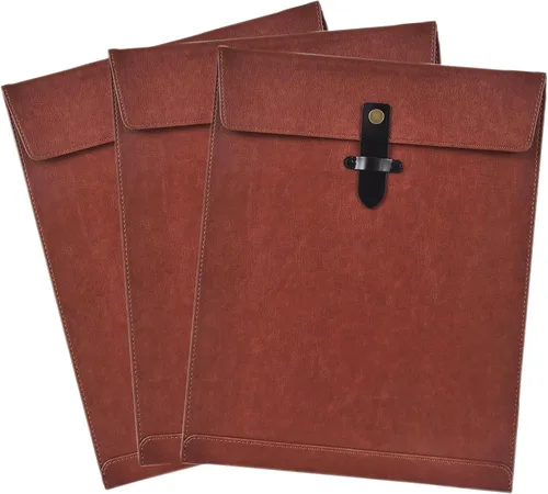 Vista 23 de Carpeta de Archivos de Cuero PU Negro, Organizador de Archivos con Cierre de Presión, Carpeta de Documentos Importantes, Organizador de Documentos