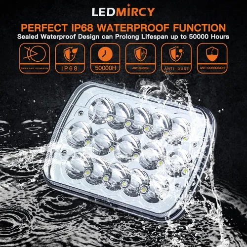 Vista 4 de LEDMIRCY Faros LED 5x7, H6054 Faros LED Hi/Lo Sealed Beam 2PCS Luces LED 5x7 2PCS