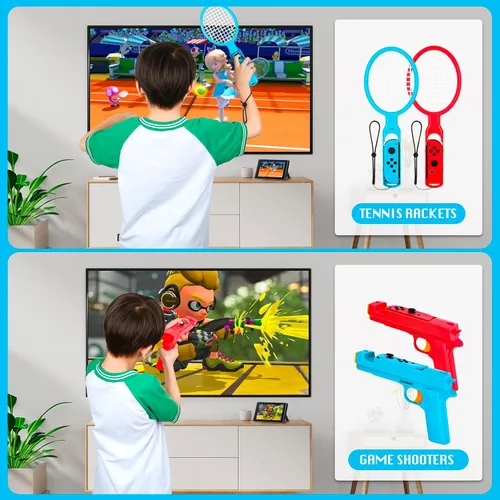 Vista 6 de JoyHood Switch Sports Accessories Bundle Compatible with SwitchSwitch OLED, 17-in-1 Family Sports Games Accessories Kit for Joy-Con Controller