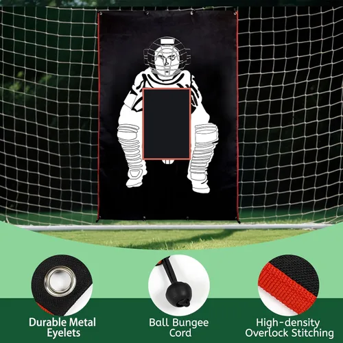 Vista 4 de Baseball/Softball Backstop with Strike Zone Black Vinyl Batting Cage Backdrop and Net Saver Durable Facility Backstops for Pitching Outdoors