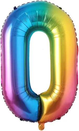 Vista 4 de Globo grande de 40 pulgadas de papel de aluminio arcoíris para cumpleaños, globos con número de helio, decoraciones de fiesta de cumpleaños, figuras