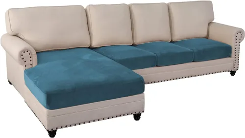 Vista 27 de Fundas de cojín de terciopelo elástico de 3 piezas para sofá en forma de L, funda de diván, protector de muebles para sofá seccional Negro