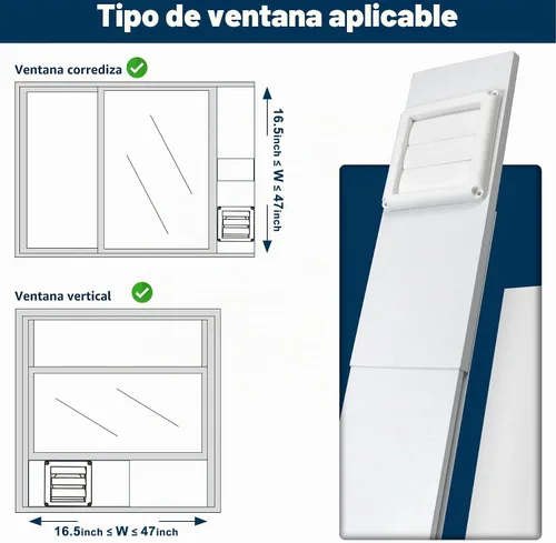 Vista 3 de Kit de ventana de ventilación de secadora para manguera de ventilación de secadora de 4 pulgadas de diámetro, kit de ventilación ajustable