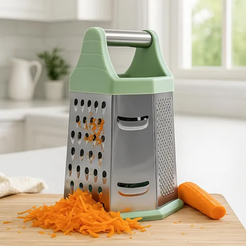Vista 6 de Beille Rallador de acero inoxidable de 6 lados con mango superior de 7.75 pulgadas, verde menta