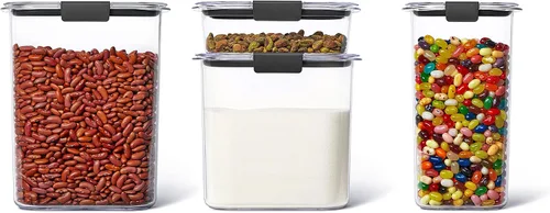Vista 2 de Rubbermaid Recipientes de almacenamiento de alimentos Brilliance de 8 piezas, transparente/gris y recipiente hermético para almacenamiento