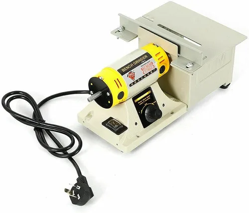 Vista 9 de Máquina de pulir de gemas de joyería 110 V 350 W Gema joyería de banco de roca Torno Sierra de roca Pulidor lapidario Buffer Mini Sierra de mesa DIY