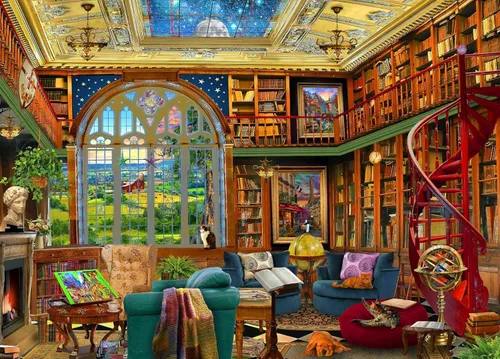 Vista 2 de Ceaco - David Maclean - Biblioteca del país - Rompecabezas de 1000 piezas
