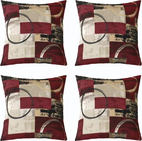 Vista 8 de Erosebridal Paquete de 4 fundas de almohada con diseño de círculos circulares y retro, color verde azulado degradado, fundas de cojín redondas Multi