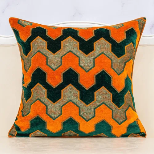 Vista 12 de Alerfa Funda de cojín cuadrada de terciopelo con bordado geométrico a cuadros, funda de almohada decorativa moderna de lujo para sofá, sala