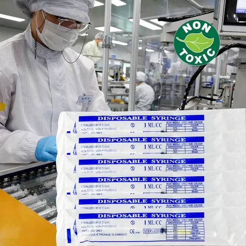 Vista 2 de Paquete de 100 jeringas Luer Lock de 1 ml con agujas de 23Ga (1 pulgada), jeringas y agujas desechables de plástico en embalaje individual