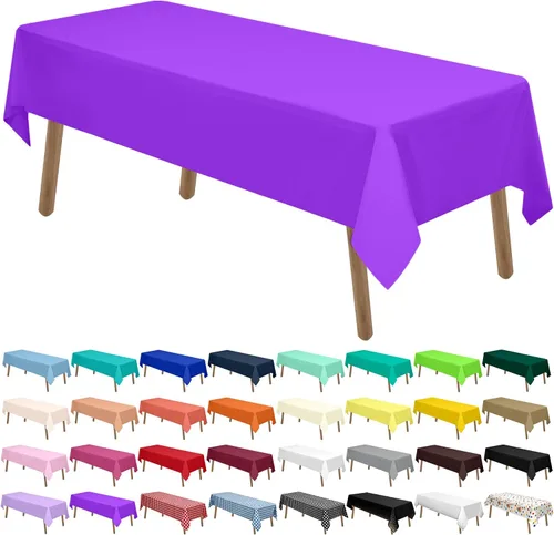 Vista 15 de Manteles de Plástico Azul Claro Paquete de 2 Cubiertas de Mesa Desechables 54 x 108 Pulgadas Manteles para Baby Shower Fiesta PEVA Manteles Azul