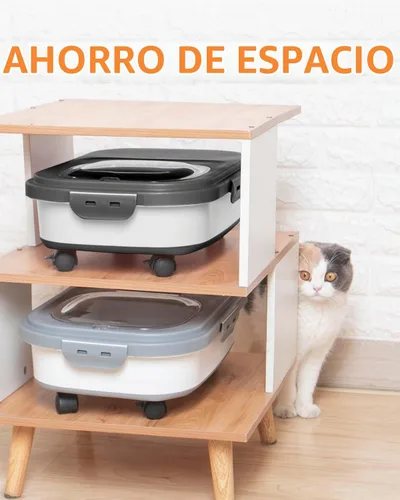 Vista 5 de Contenedor de almacenamiento de alimentos para perros de 20-23 libras hermético, almacenamiento plegable de alimentos para mascotas