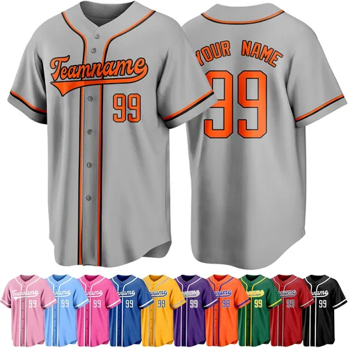 Vista 33 de Custom Baseball Jersey Personalized Short Sleeve Team Sport Uniform Baseball Shirt for Men Women Youth Boy