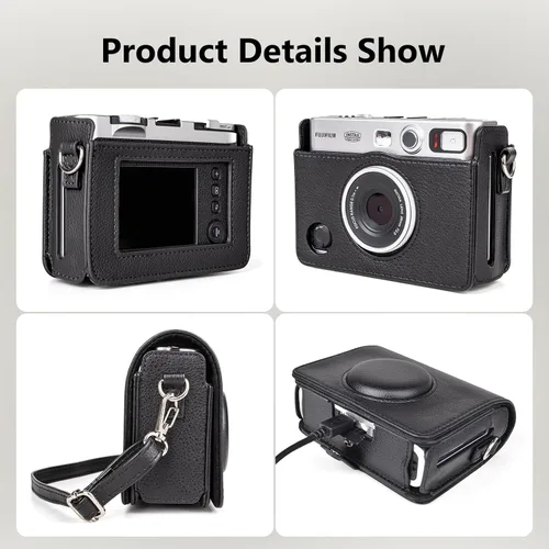 Vista 7 de MUZIRI KINOKOO Funda Mini EVO, Cuero PU con Textura de Lichi, Funda Protectora para Cámara Instantánea Instax Mini EVO con Orificio de Carga Preciso