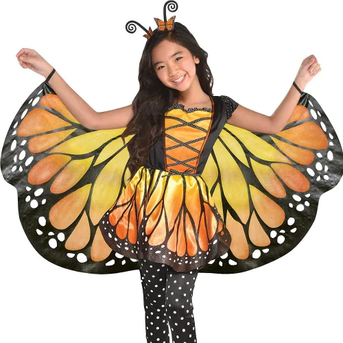 Vista 4 de Disfraz de mariposa monarca para niñas S - 4-6 1 pieza