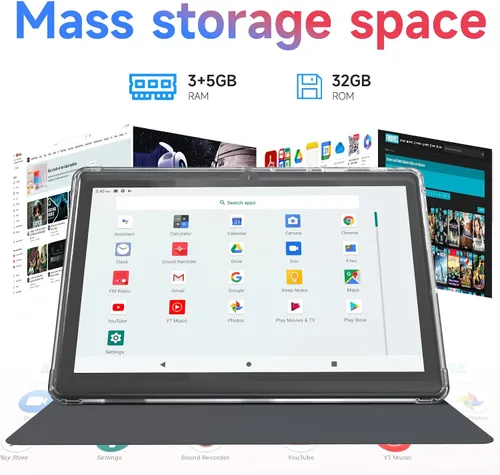 Vista 4 de Tablet Android 14 de 7 pulgadas con estuche, 8 GB de RAM 32 GB de ROM 1 TB de expansión, tablet PC con procesador Quad-Core, pantalla IPS de 1024 x